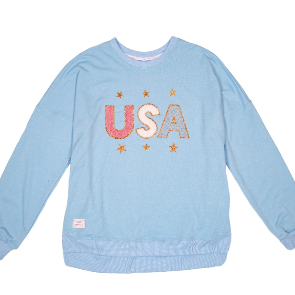 Simply Southern Light Blue USA Sweatshirt